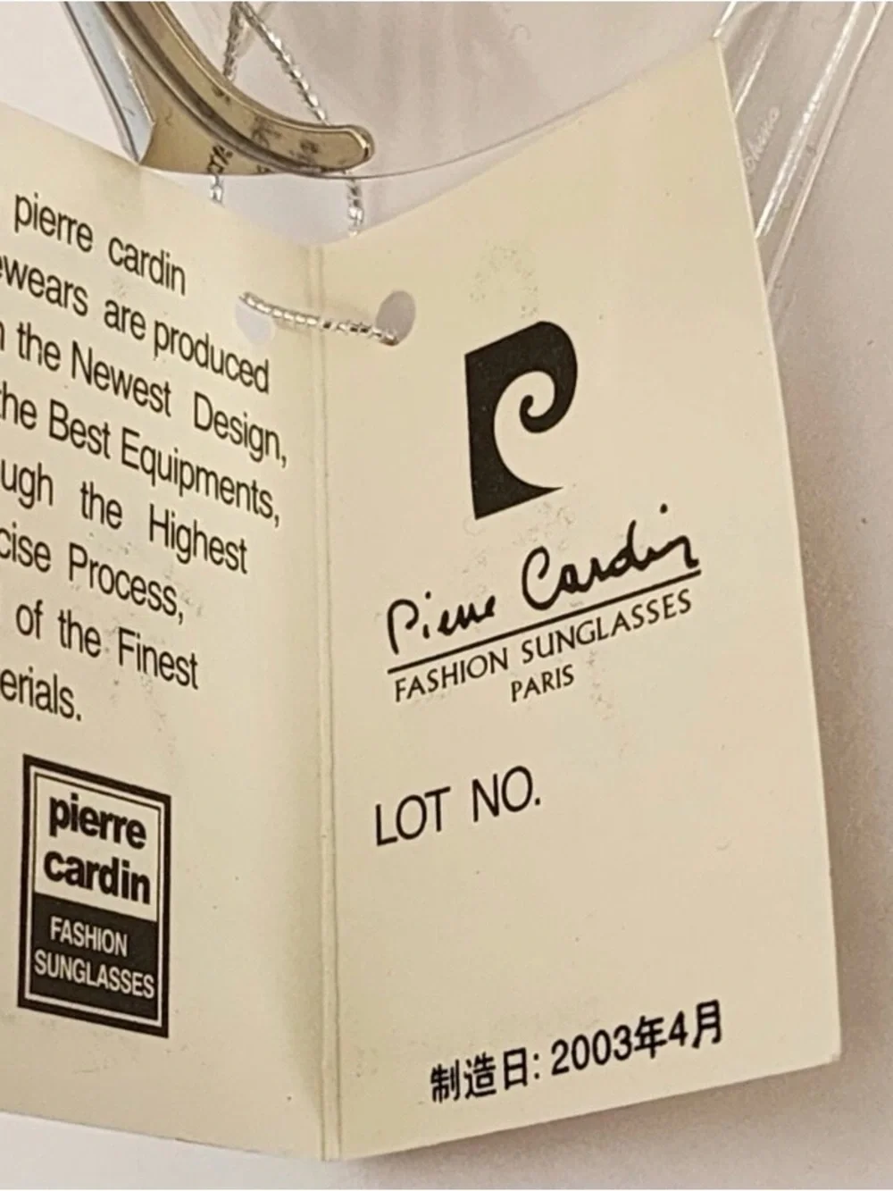 Pierre Cardin Cream and Black Fashion Sunglasses Tag 2003